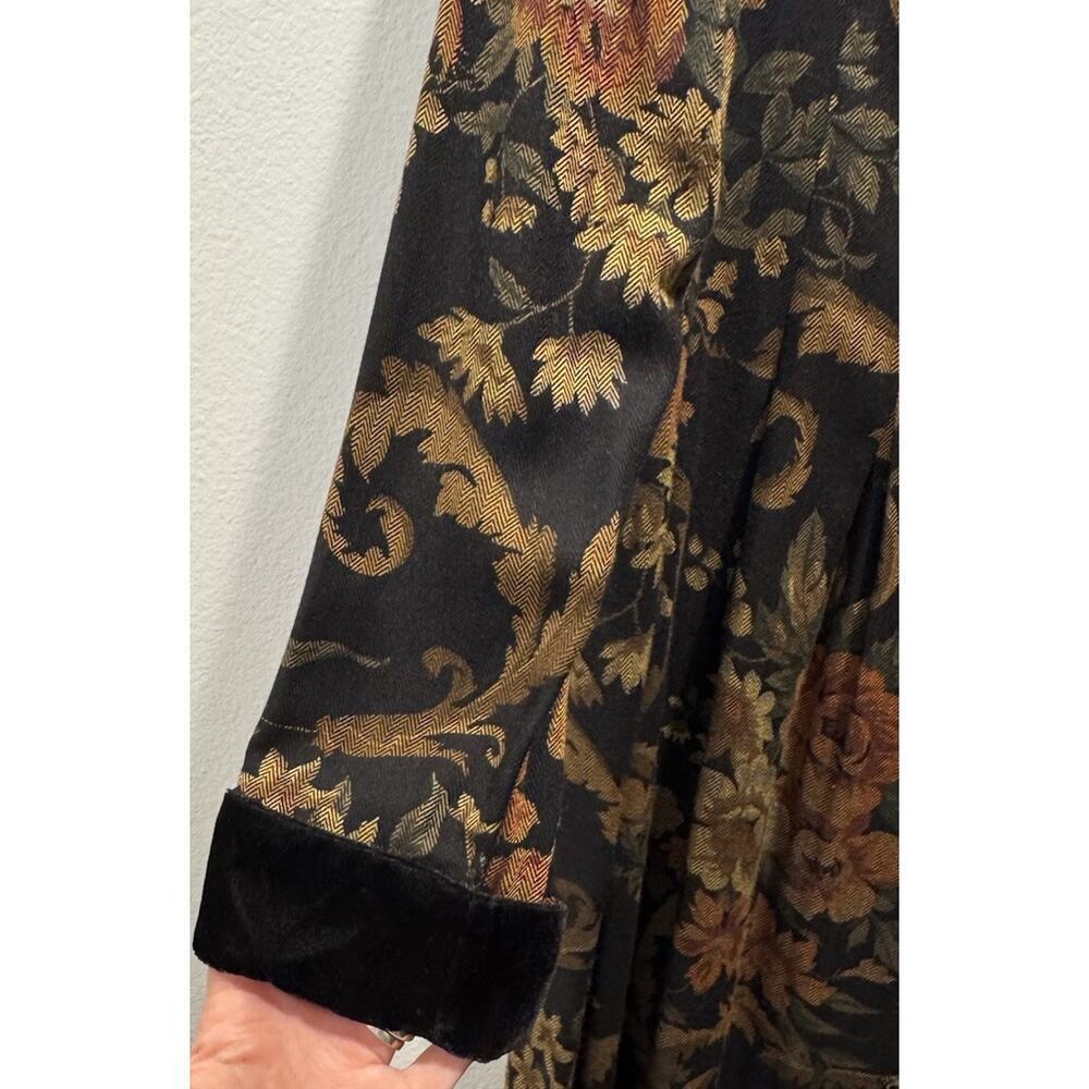 Vintage JESSICA HOWARD Button Front Black Floral Tapestry‎ Dress Buttons Maxi - Picture 7 of 14